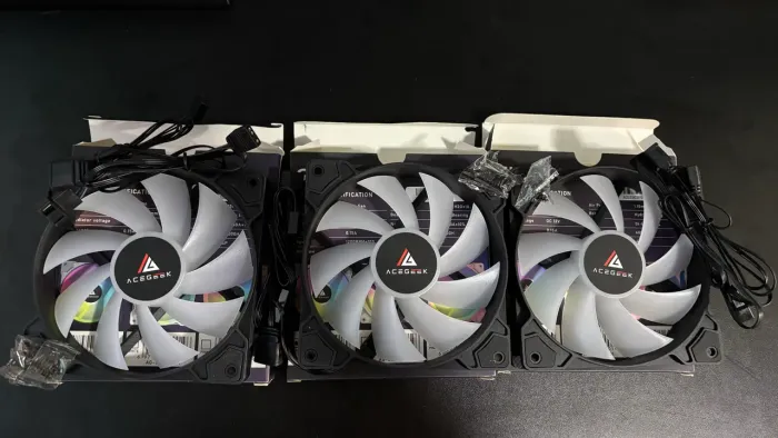 Kit 3 Ventoinhas pretas Acegeek RGB