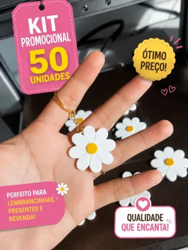 Chaveiro Margarida Branca ótimo para Lembrancinha Primavera, verão eventos, mimos