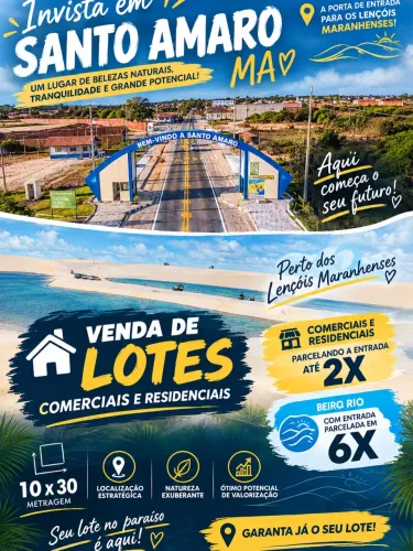 ? Lote em Santo Amaro do Maranhão | 300 m² | Entrada facilitada