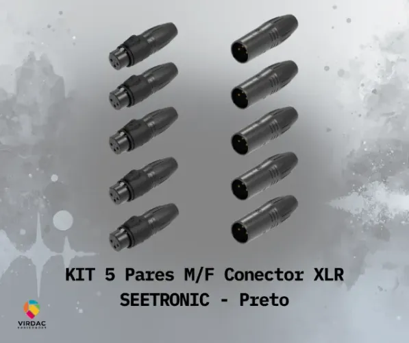 Conector XLR kit 5 Pares (macho x femea) Cromado