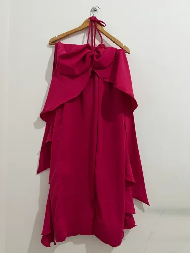 Conjunto Linhas e Formas rosa pink pantalona babados