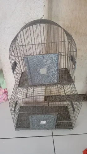 Duas gaiolas de ferro.