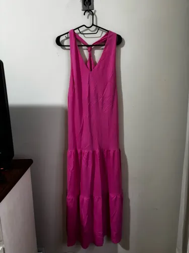 vestido longo rosa