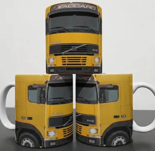 Caneca Volvo Fh12 Amarela Caminhão Personalizada 325ml