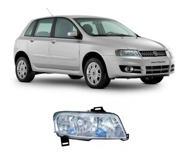 Farol fiat stilo 2005 2006 2007 2008 2009 2010 2011 cromado