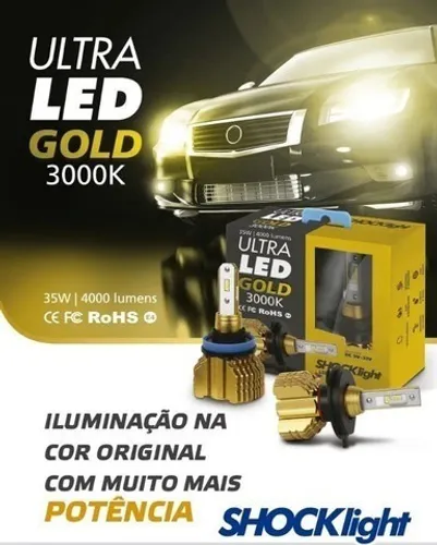 kit Lâmpada Automotiva Ultra Led Gold - Shock Light - Encaixe H4