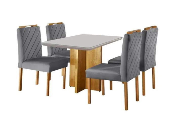 Mesa Roma 90×90 c 4 Cdrs Paris Cinza Até 12x
