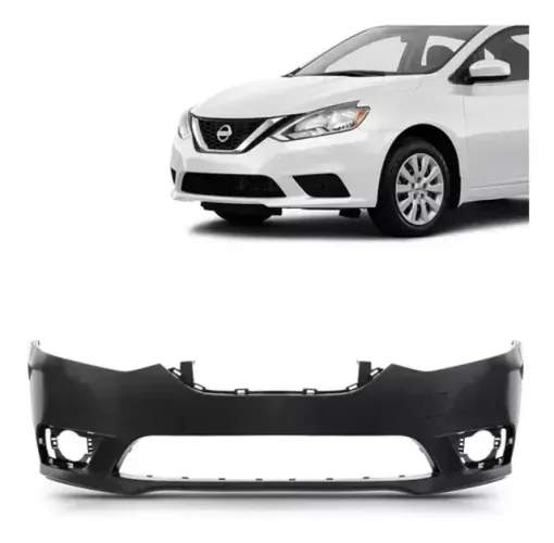 Parachoque Nissan Sentra 2017 à 2020 - Furo Farol Auxiliar - Dianteiro Preto Liso - TYG