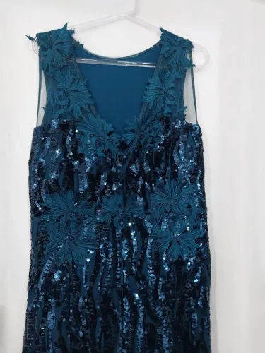Vestido de Festa Longo Azul Petróleo, tamanho 46