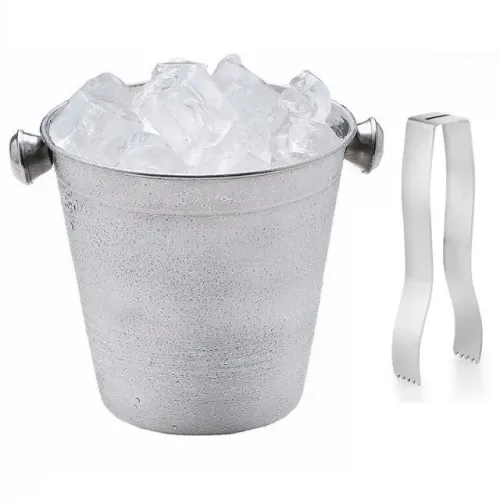 Balde de Gelo Aço Inox com Pegador - Baldinho de Gelo Drink Coquetel Festa Barman