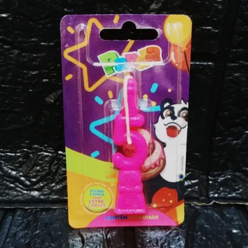 Vela Numero Para Aniversario N 5 Pink Panda