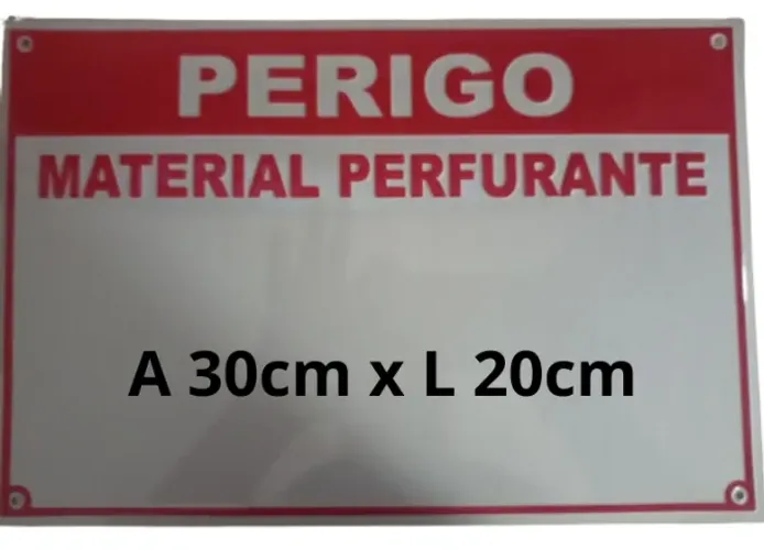 Placa de Advertência - PERIGO Material Perfurante