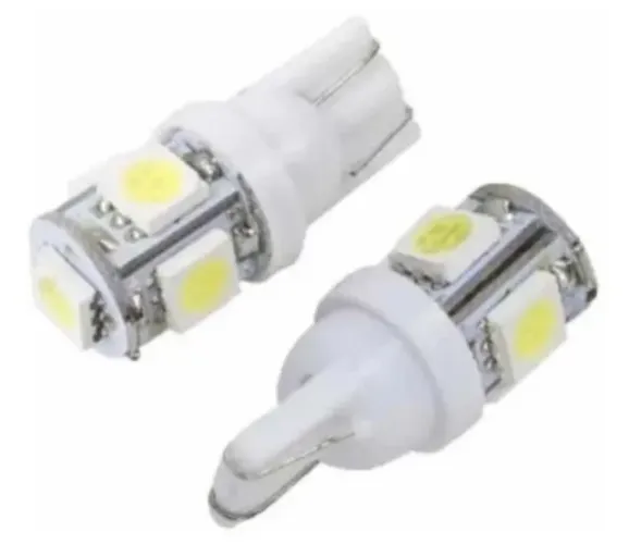 Led T10 12v 5 Smd 5050 Branco Kit 2 Unid. Lâmpada Pingo Arduino Automação COD-CP512