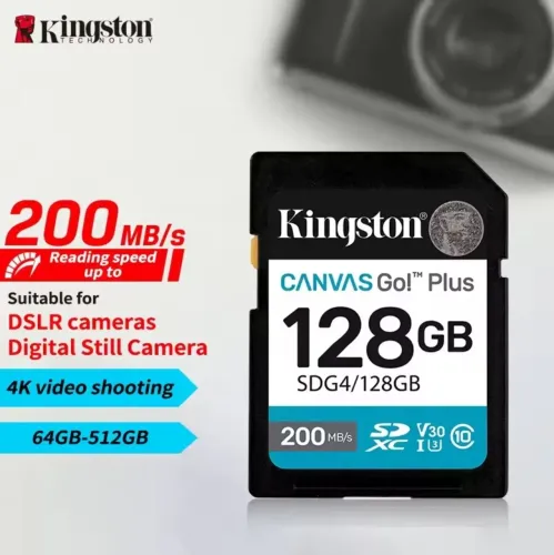 Cartão de Memória Kingston Canvas Go! Plus 128GB A2 V30 200MB/s