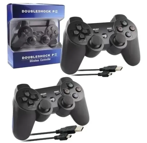 Kit 2 Controles Joysticks Para Playstation 3 Ps3 Com Fio