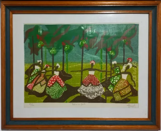 Quadro de Hannah Brandt- Obra em xilogravura