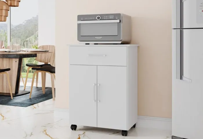 Armário para micro-ondas e organização