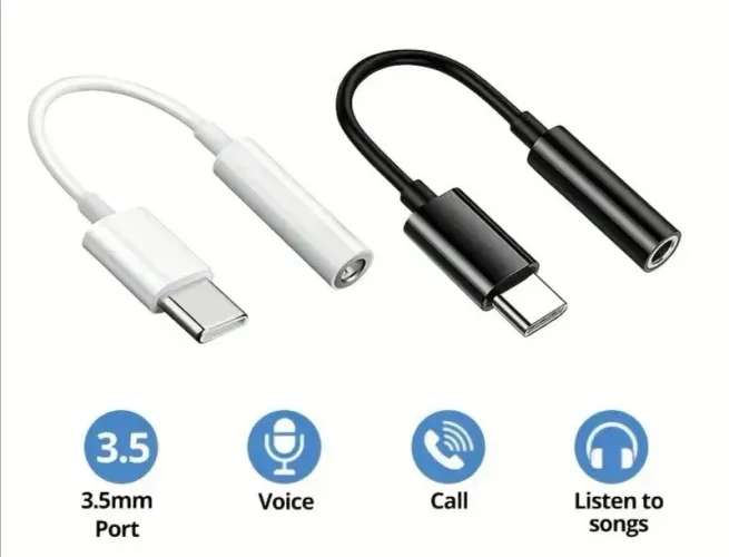 Adaptador USB-C para Fone de Ouvido 3.5mm - Áudio e Chamadas