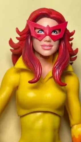 Marvel Legends FireStar Flama boneco altura 15 cm aliada do Homem-Aranha Novos Guerreiros