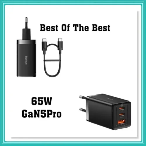 Carregador Para Macbook Baseus Turbo Gan5 Pro 65w + Cabo 1m