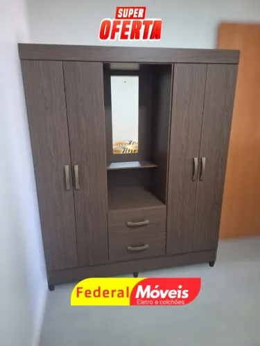 Guarda Roupa com Espelho 4 Portas e 2 Gavetas - Novo! Elegante e resistente