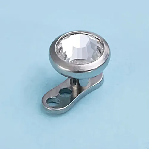 Piercing Microdermal completo em Titânio com topo em Pedra de Zircônia