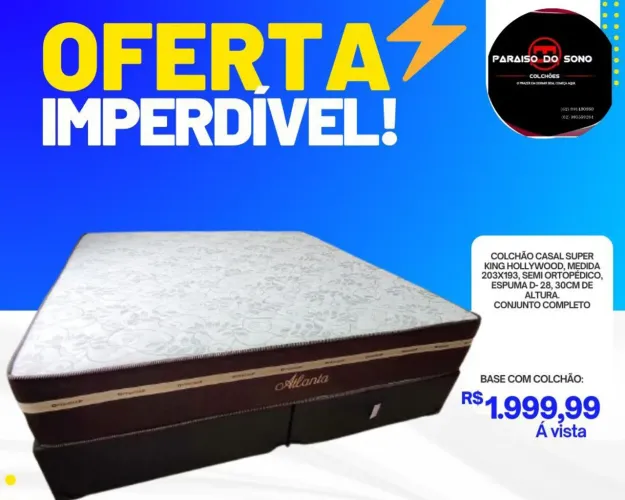 Colchão Super King atlanta+ Base - Oferta Imperdível!