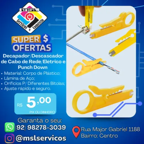 Decapador/Descascador de Cabo de Rede/Elétrico e Punch Down - Prático e Eficiente!