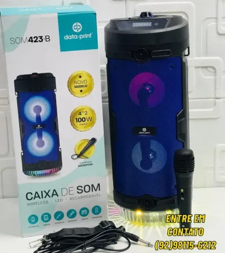 Caixa De Som Bluetooth 40cm Com 2 Alto Falantes - Colorido Com Microfone DataPrint