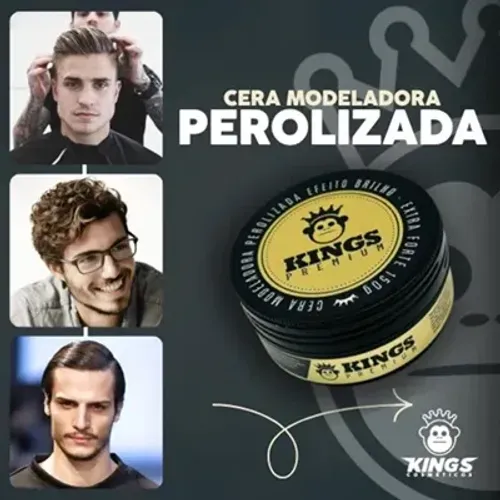 Pomada Modeladora Kings Premium - Acabamento Profissional com Brilho Perolado 150g