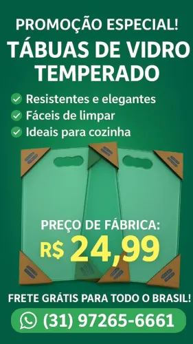 Tábua de corte e frios de vidro temperado