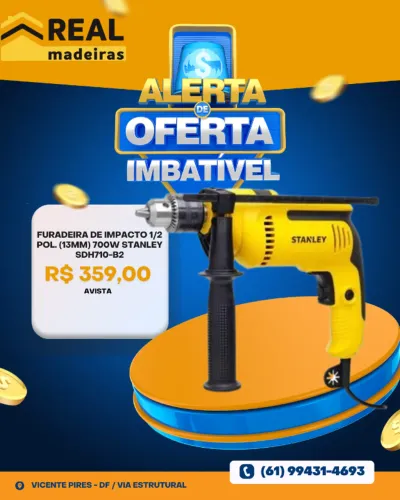 Furadeira de Impacto 1/2 pol. (13mm) 700W STANLEY- SDH710-B2