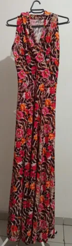 Vestido Longo Estampado Floral Animal Print