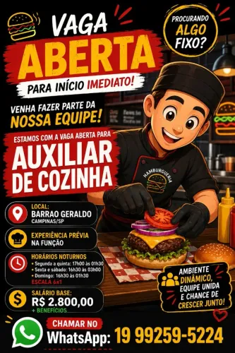? VAGA ABERTA - BARÃO GERALDO (CAMPINAS/SP) (CHAMAR NO ZAP: *)
