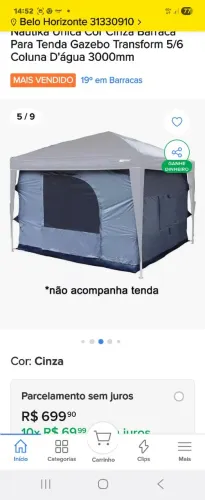 Barraca de camping com tenda. 1000,00. Novinha.