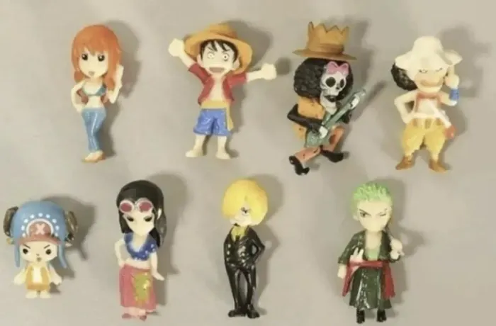 Kit com 8 miniaturas de vinil one piece, aproximadamente 8 cm 