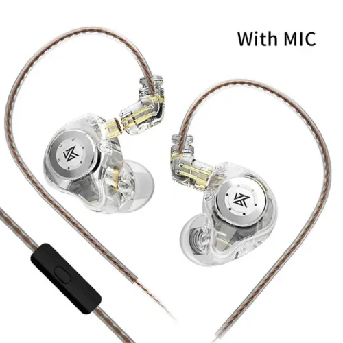 Fone com microfone KZ EDX Pro Intra-auricular, Driver Dinâmico Magnético 10mm, cor Clear