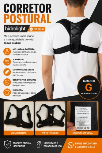 Corretor Postural Hidrolight Original - Tamanho G | Ajustável | Excelente Estado