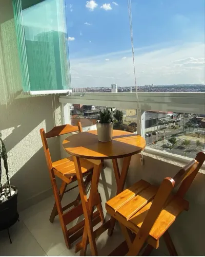 Conjunto Bistrô Dobrável com 2 Banquetas Paraná Cor Mel -m