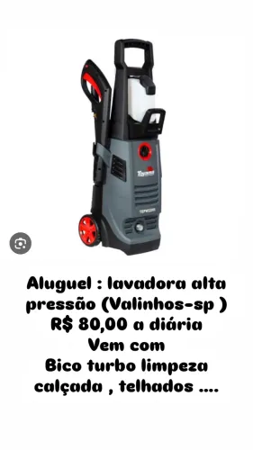 Aluguel lavadora alta pressão R$ 80,00 diária ( valinhos - sp )