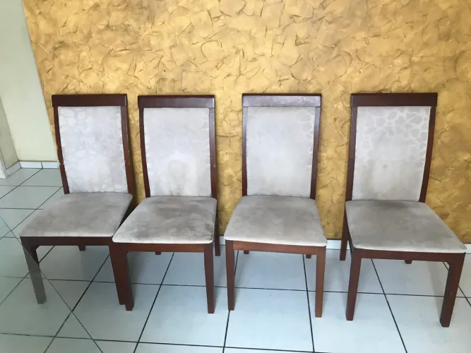 Cadeira madeira com estofado 6 unidades 