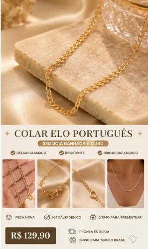 Colar Veneziana Banhado a Ouro | Delicado e Elegante