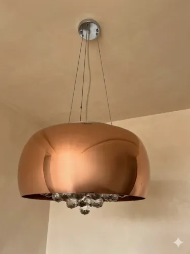 Lustre pendente de cristal cobre espelhado 