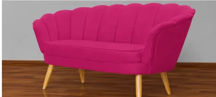 Sofá Namoradeira Pétala Suede - pés de madeira - estofados Pink