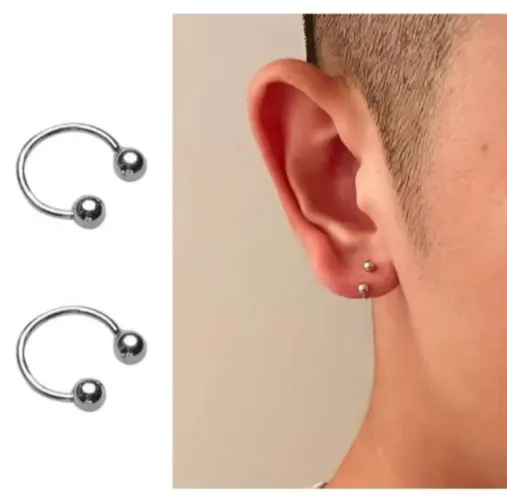 Jóia Piercing Ferradura Hélix / Tragus / Septo - Prata / Unissex