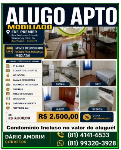 Alugo apto mobiliado(Boa Viagem - Recife-PE)