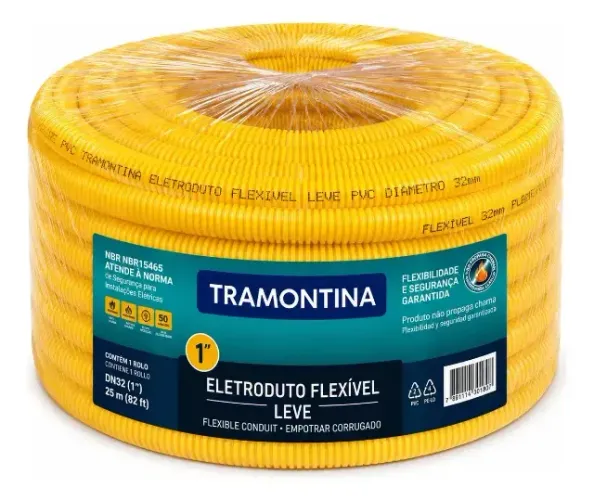 Eletroduto corrugado flexível Tramontina de 1 polegada rolo 25m
