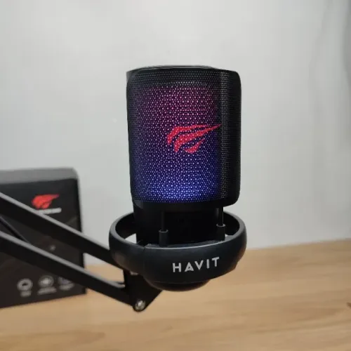 Microfone Gamer Havit GK50 Pro RGB USB + Suporte ? Qualidade profissional para suas lives