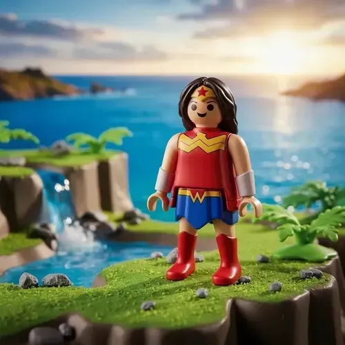 Mulher Maravilha Playmobil DC cara m cápsula e encarte novo