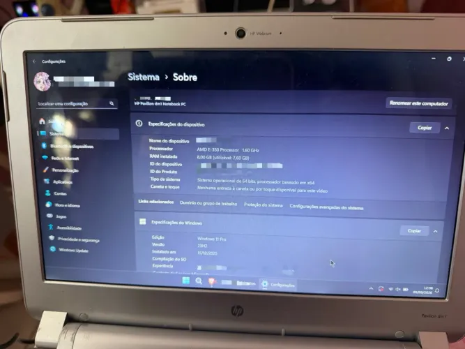 Notebook HP Pavilion dm1 ? 8 GB RAM / 500 GB